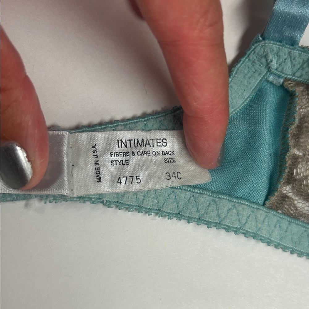 Dior Lace Trim Bra in Teal and Gray - Picture 6 of 6